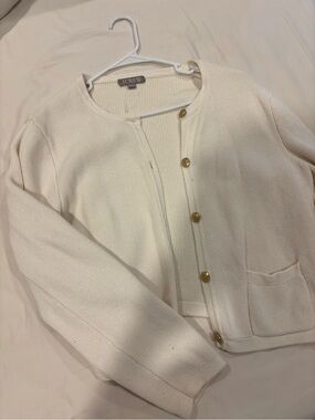 J. Crew Ivory Knit Button Cardigan